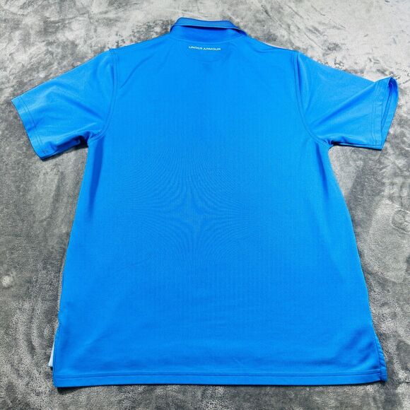 Under Armour Polo Shirt Men's Medium Blue Adult Loose Heatgear Golf Short Sleeve - Picture 5 of 10